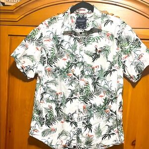 Denim & Flower Green and White Flamingo Print Shirt